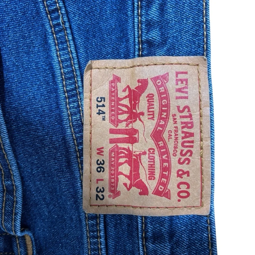 Levis 514 Straight Fit Jeans Mens 36x32 Medium Wash Blue Denim Pants‎ #551